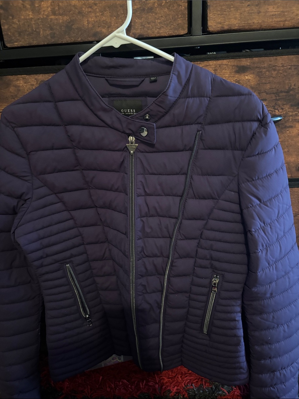 Guess Women's Purple Quilted Packable Puffer Jacket